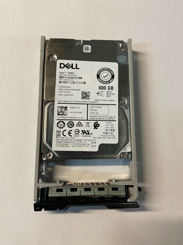 FPW68 - Dell 600GB 15K RPM SAS 2.5" HDD w/ R series tray