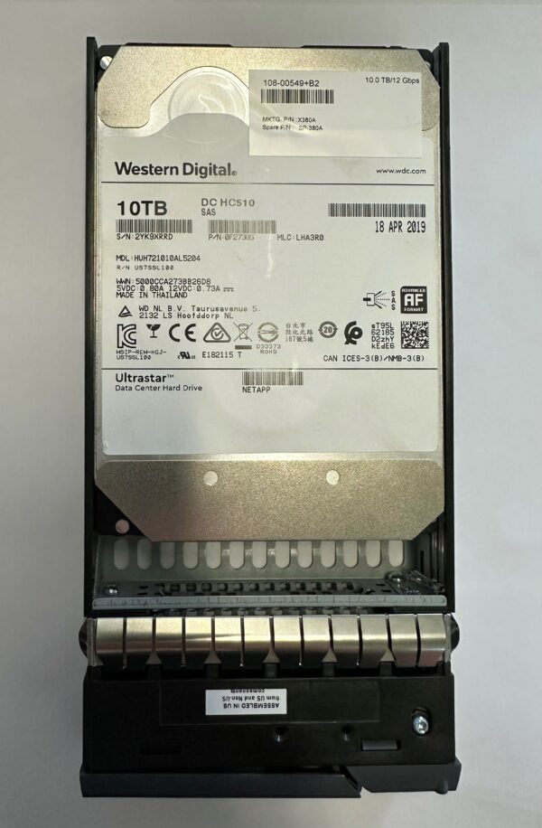 108-00549+B1 - Netapp 10TB 7200 RPM SAS 3.5" HDD for DS4246, 24 bay enclosure,  DS212C 12 bay enclosure and FAS2620