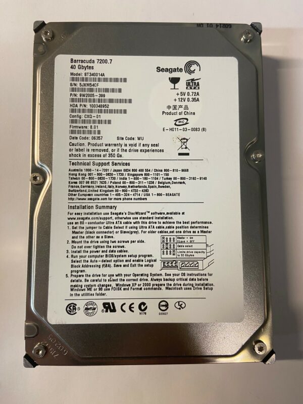 9W2005-399 - Seagate 40GB 7200 RPM IDE 3.5" HDD
