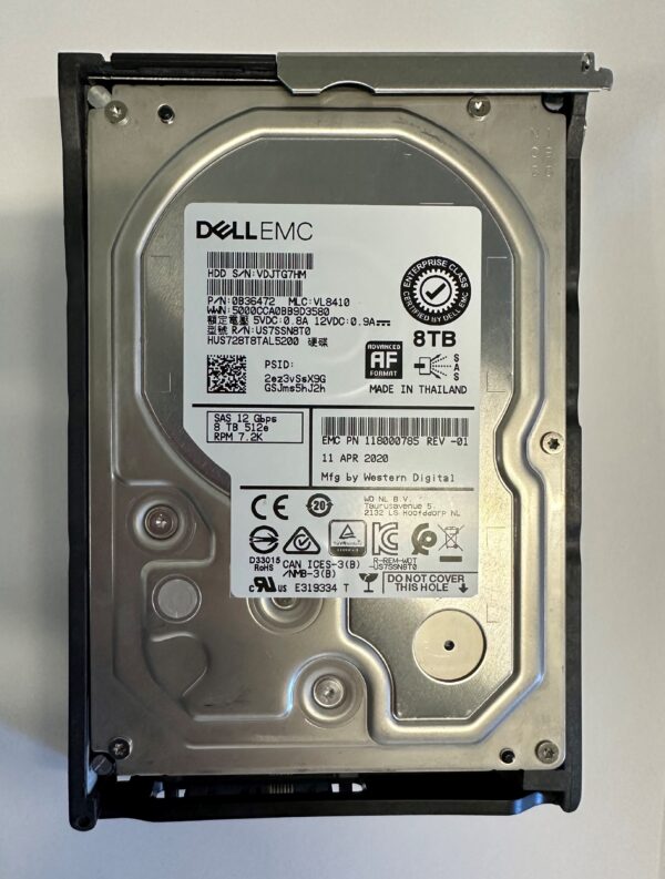 118000785 - EMC 8TB 7200 RPM SAS 3.5" HDD for Data Domain DS60, 60 bay enclosures.