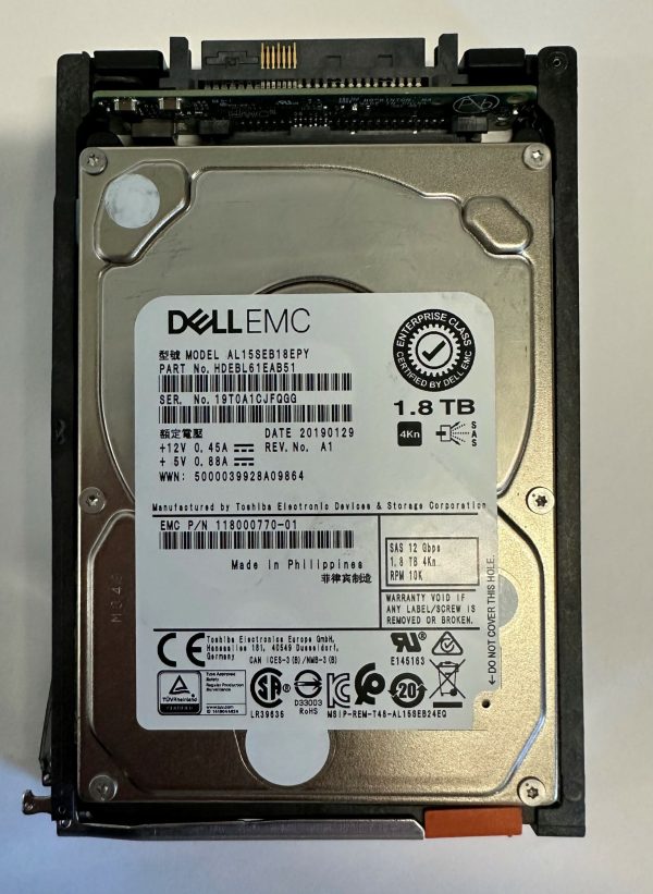 Unity Hard Drive HDEBL61EAB51 – EMC 1.8TB 10K RPM SAS 2.5″ HDD for Unity 300, 400, 500 ...