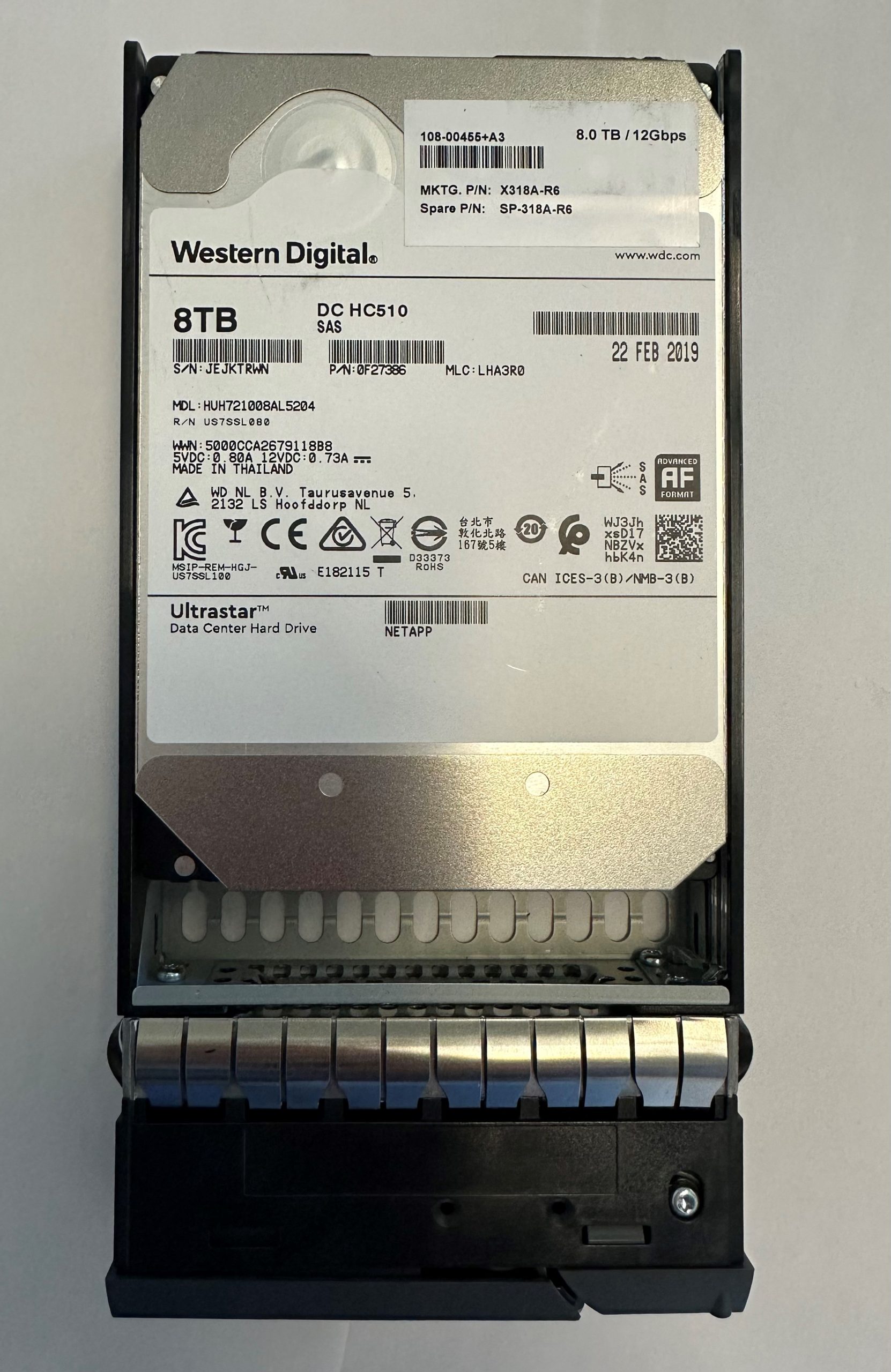 0F27386 - Netapp 8TB 7200 RPM SAS 3.5" HDD for DS4246 24 bay enclosure, DS212C 12 bay enclosure, FAS2240-4, FAS2240, FAS2240A-4, FAS2554, FAS2554A, FAS2220, FAS2220A, FAS2620, FAS2620A, DS212C, FAS2720, FAS2720A series 0F27386 - Netapp 8TB 7200 RPM SAS 3.5" HDD for DS4246 24 bay enclosure, DS212C 12 bay enclosure, FAS2240-4, FAS2240, FAS2240A-4, FAS2554, FAS2554A, FAS2220, FAS2220A, FAS2620, FAS2620A, DS212C, FAS2720, FAS2720A series
