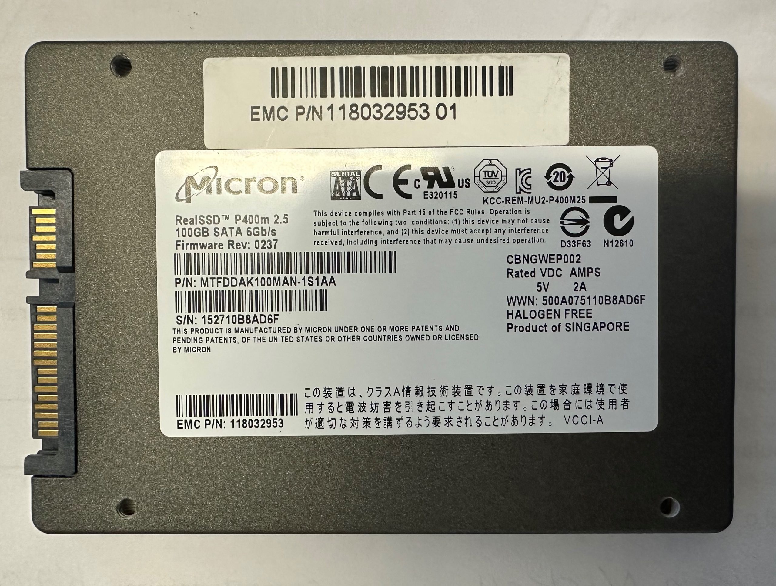 MTFDDAK100MAN-1S1AA - Micron 100GB SSD SATA 2.5" HDD MTFDDAK100MAN-1S1AA - Micron 100GB SSD SATA 2.5" HDD